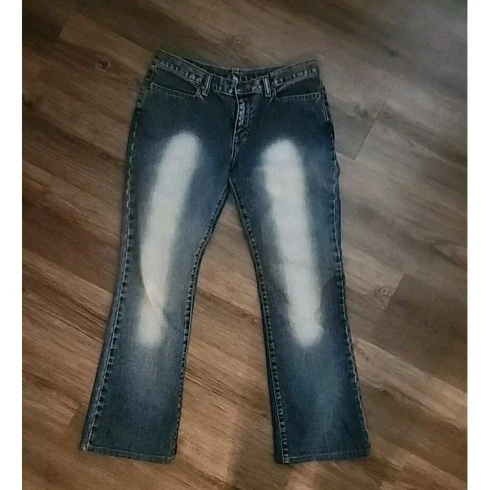 Lee Womens Jeans Straight Medium Wash Size 30 Y2k Vintage Bootcut Distressed - Picture 1 of 8